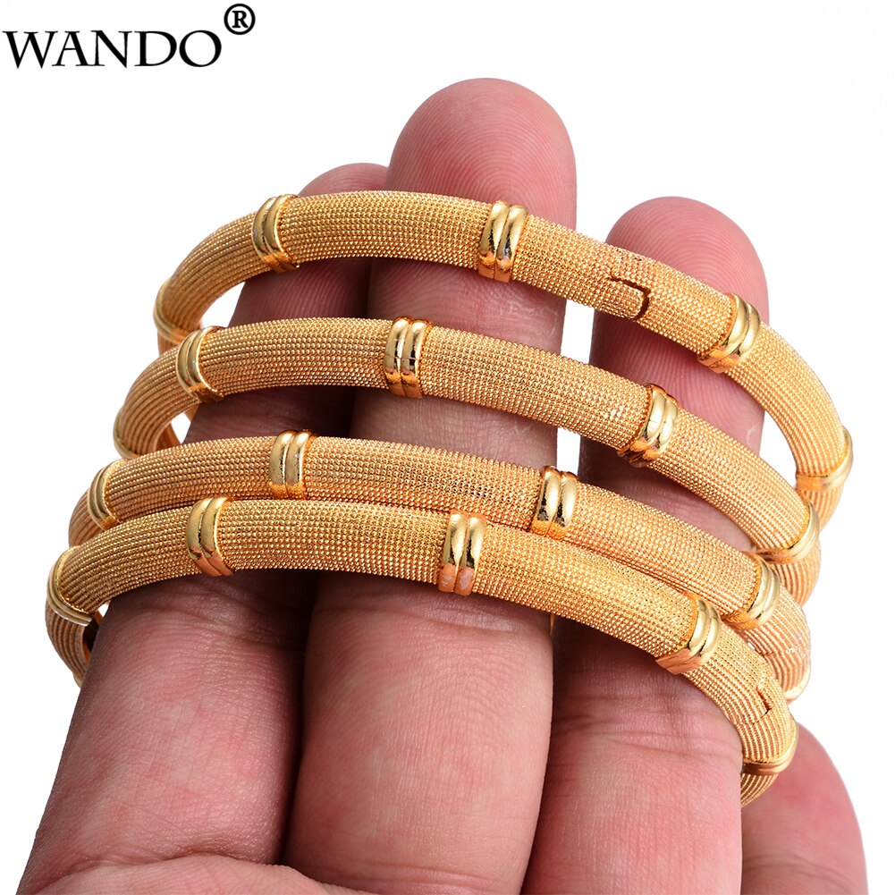 WANDO 4 piezas nueva dama lujo oro Color joyería brazaletes etíope mujeres africanas Dubai pulsera boda