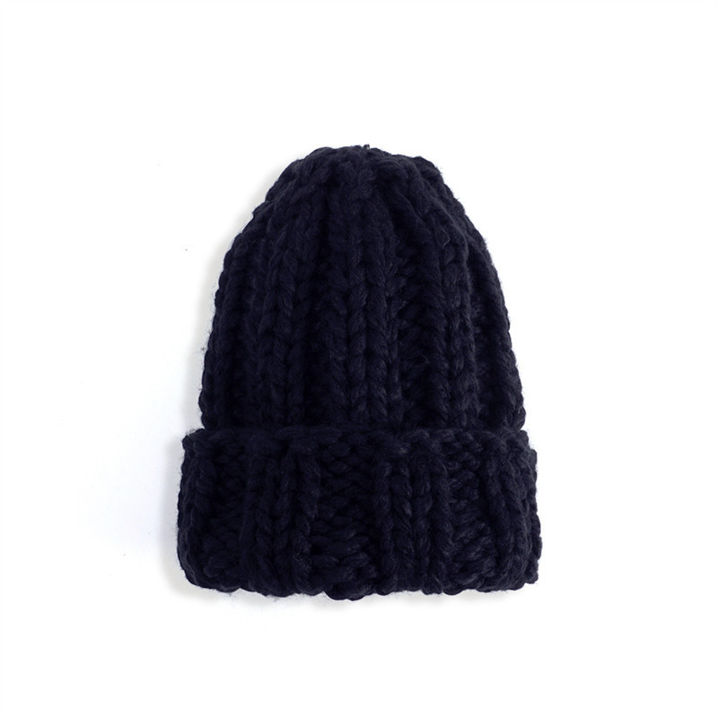 Bonnet tricoté pour femme, épais, doux, , gros Bonnet tricoté, solide, Ski de glace, Skullies, Bonnet: black