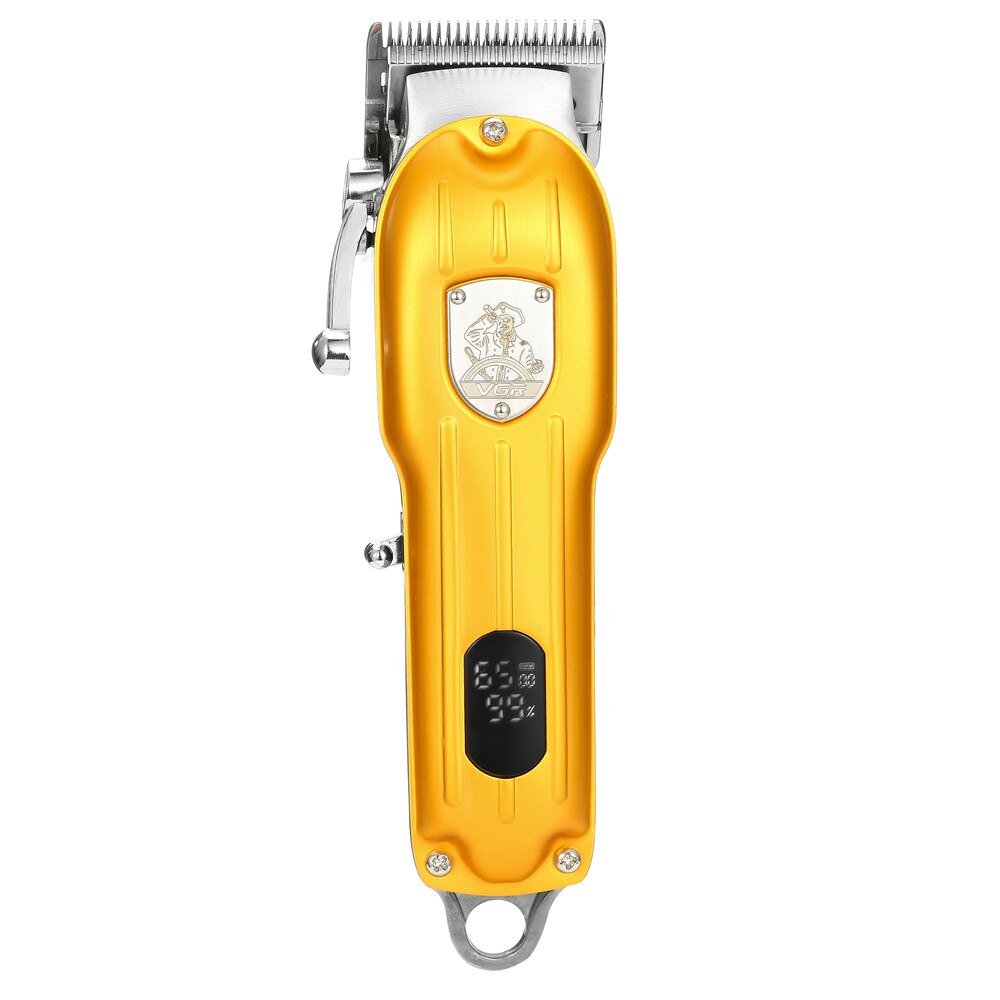 VGR hair trimmer VGR V-090 USB rechargeable hair clipper oilhead clipper hair carving push white LED10W powerful haircut machine: Gold