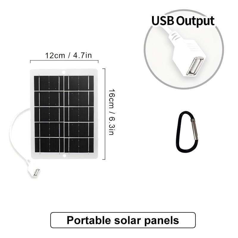 Panel słoneczny 3w z wodoodpornym akumulatorem usb do użytku na świeżym powietrzu, na wędrówki i kemping, przenośny bank ładowania telefonu komórkowego, panel ładujący: Default Title