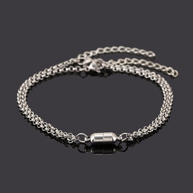 2 Teile/satz Edelstahl Magnetische Armbinde Frauen Männer Verknüpfung Kette Paar Armbinde Valentinstag'Tag Schmuck: 1