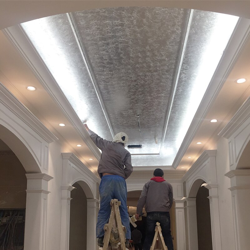 Imitation Silver Leaf Foil Sheets Aluminum Leaf for Gilding Art Craft Work Nail Decoration 100pcs 14X14cm Silver Leaf Foil Paper