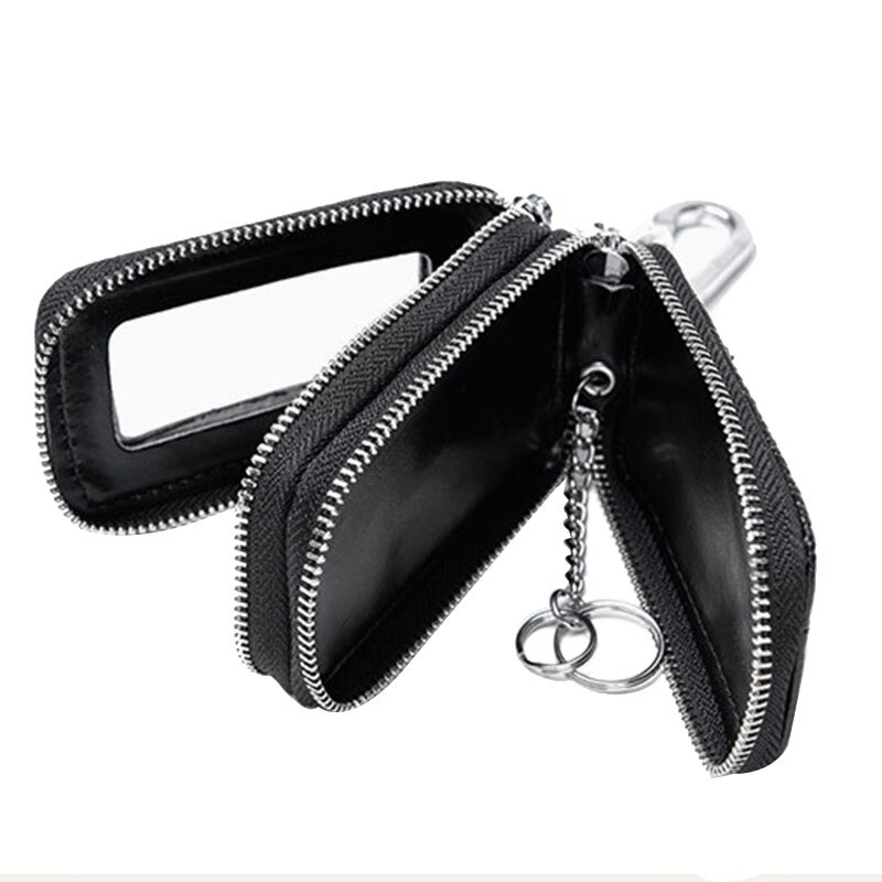 Voiture porte-clés portefeuille en cuir sac à fermeture éclair majordome porte-clés boîte Double fermeture éclair avec fenêtre