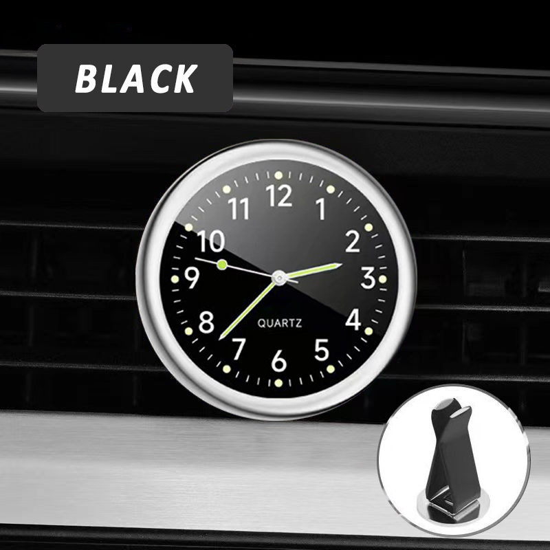 Reloj del tablero de la salida de aire del automóvil, accesorios de decoración noctilucentes electrónicos adhesivos para el coche: Naranja
