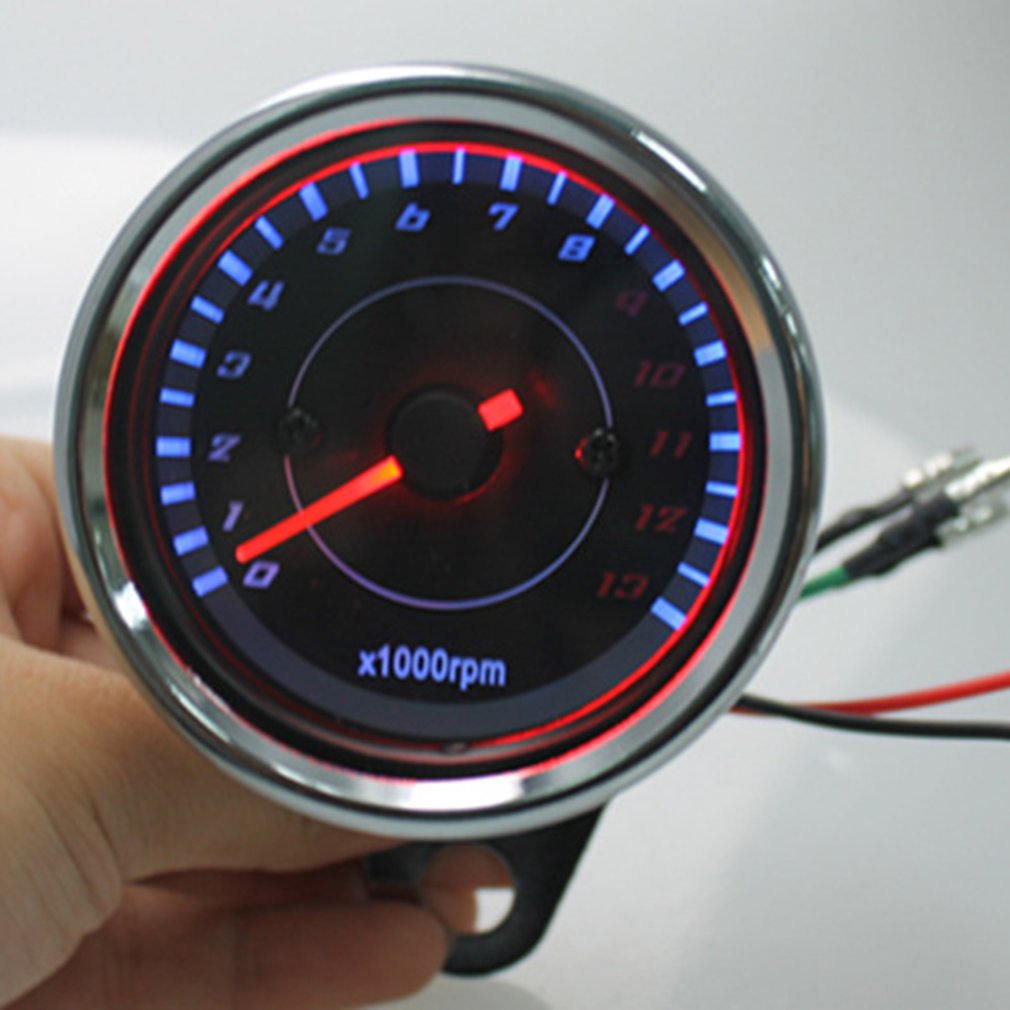 12V Universal Motorcycle Tachometer Meter LED Backlight 13K RPM Shift Motorcycle Digital Tachometer Oil Fuel Lever Gauge