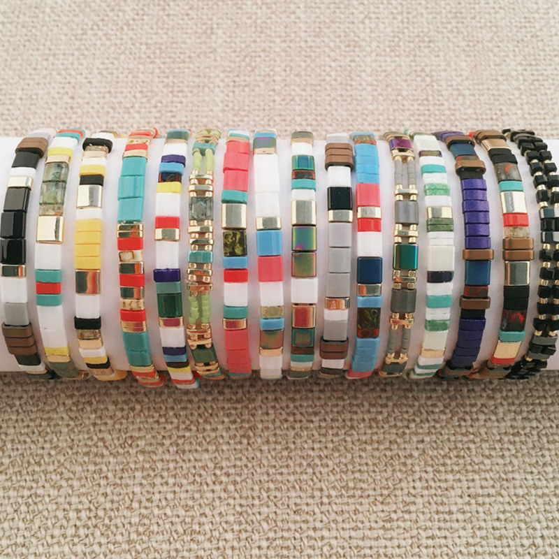 Pulsera Bohemia MIYUKI para mujer, brazalete de cuentas de TIla multicolor, joyería étnica, Bisutería