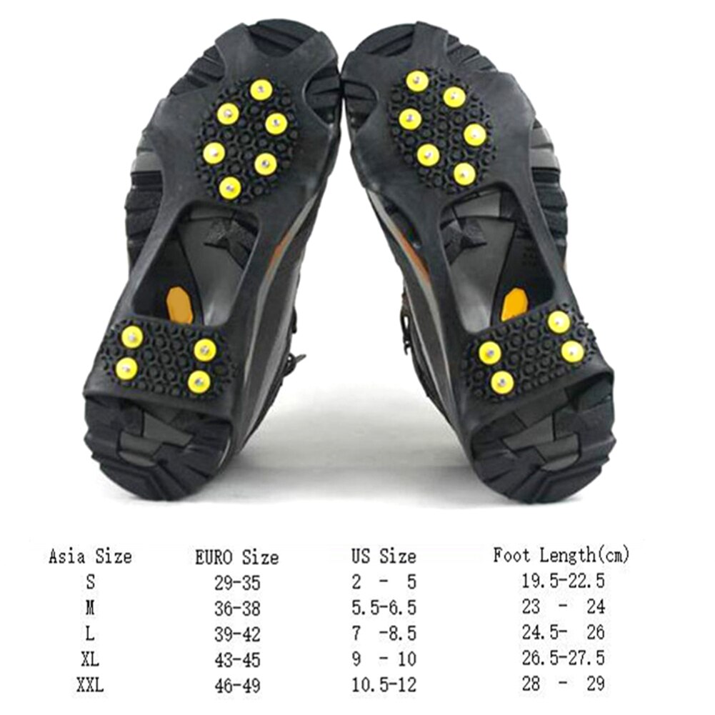 1 Paar Anti-Slip Shoesets Laarzen Cover 10 Studs Anti-Slip Sneeuw Ijs Klimmen Schoen Spikes Grips Stijgijzers schoenplaten Overschoenen Mode