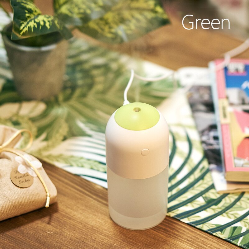 Luftfugter aromaterapi til hjemmet usb ultralyd diffusor æterisk olie tåge maker med førte farverige lys: Grøn