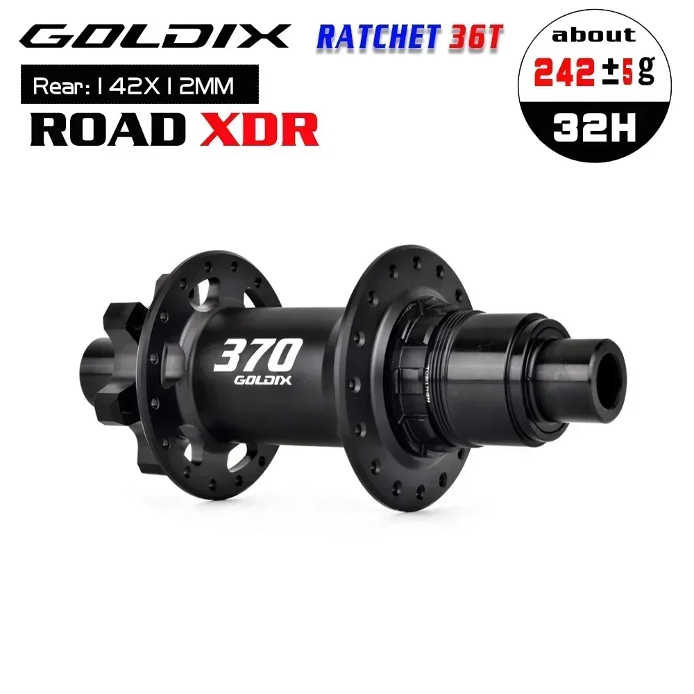 GOLDIX GDR370 ROAD Bicycle Hub 6-bolt Disc Brake Sealed Bearing J-Bend 28/32 Holes Ratchet 36T Hub for Shimano HG 11S SRAM XDR: plum
