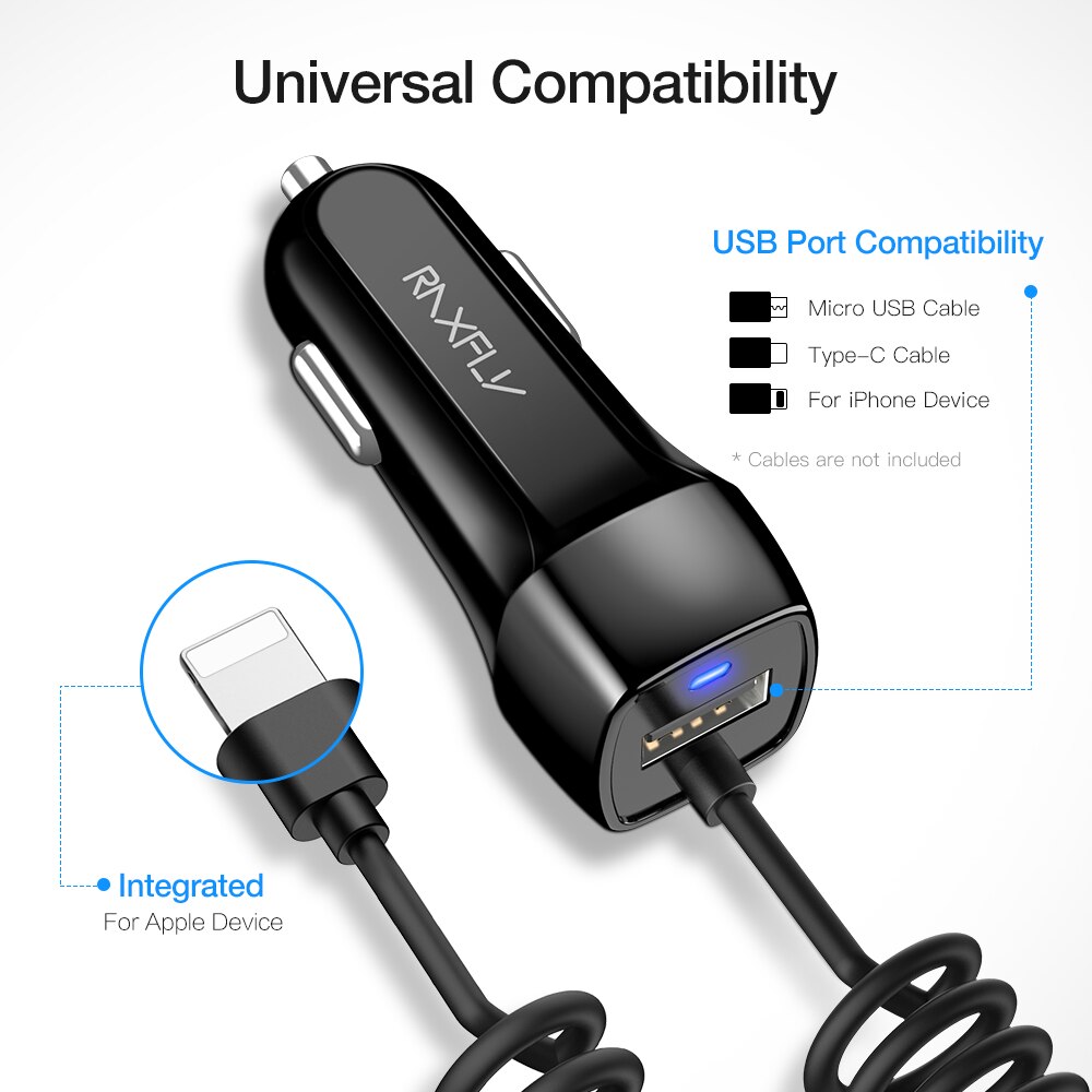 RAXFLY USB Car Charger For iPhone 8 7 XS XR X 11 12 Phone Charger Car Micro USB Type C For Xiaomi Note 7 4X Car Fast Charge