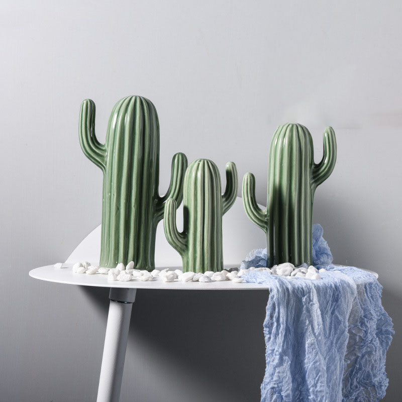 Nordic Stijl Creatieve Keramiek Cactus Ornamenten Woonkamer Desktop Decoratieve Simulatie Groene Plant Beeldjes Woondecoratie