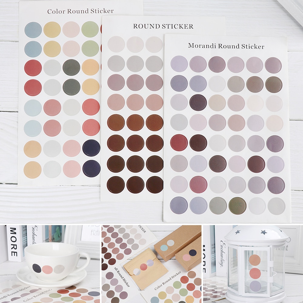 DIY Writeable Solid Color Stickers Kawaii Dot Stationery Stickers Scrapbooking Albums Paper Adhesive Sticker For Kids Supplies