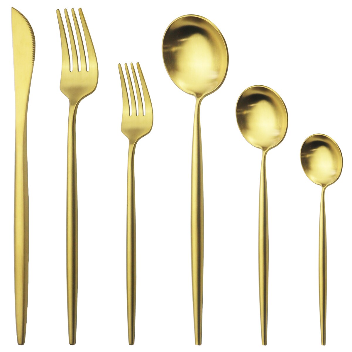 6 stk/sæt mat guld bestik sæt 304 rustfrit stål service sæt kniv gaffel dessert ske spisestel køkken sølvtøj sæt