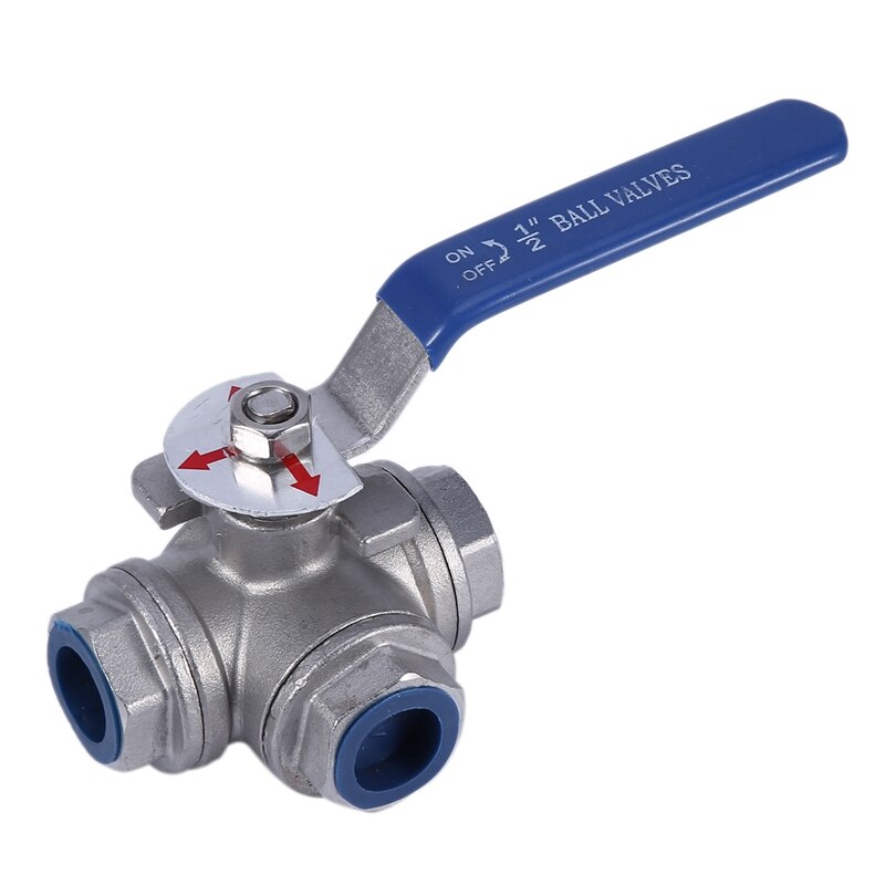 1Pcs DN15 Female 3 Way T-Type 304 Stainless Steel Ball Valve