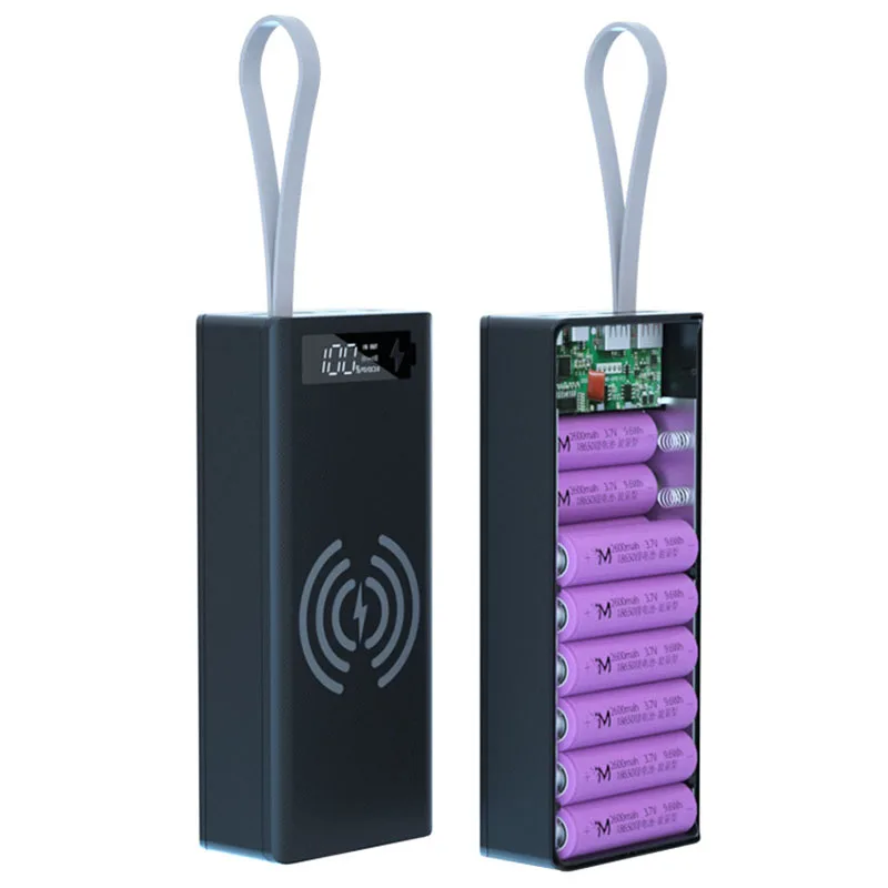 Afneembare 16*18650 Batterijlader Doos DIY Power Bank Shell Ondersteuning Snel en Draadloos Opladen Powerbank Case zonder Batterij