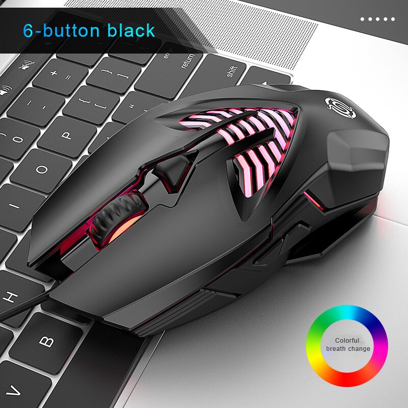 Competitive Gaming Mouse Usb 6 Button Macro Definition Metal Mouse Desktop Notebook Mouse: black