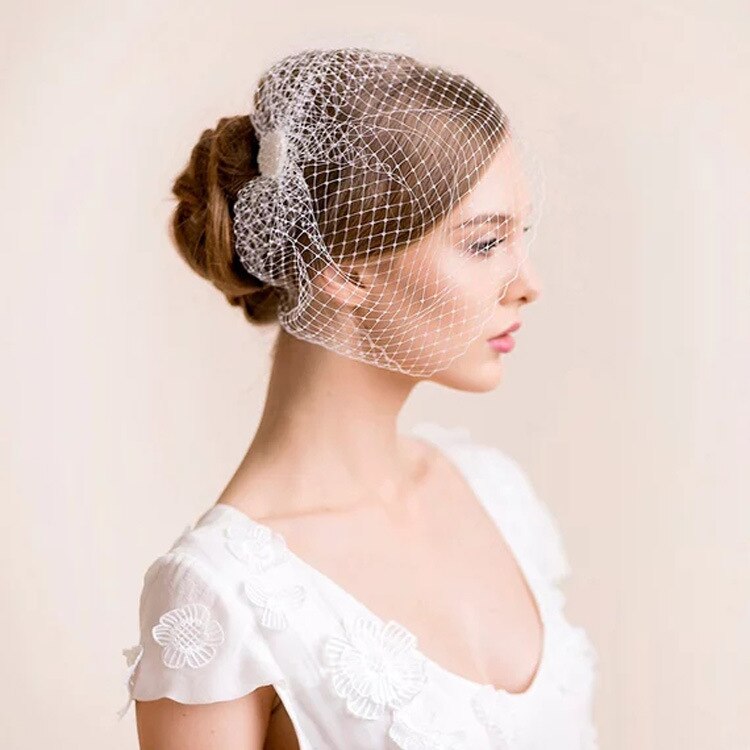 White Face Veils Bridal Net Birdcage Veil Charming Wedding Hair Accessories Fascinator with Comb