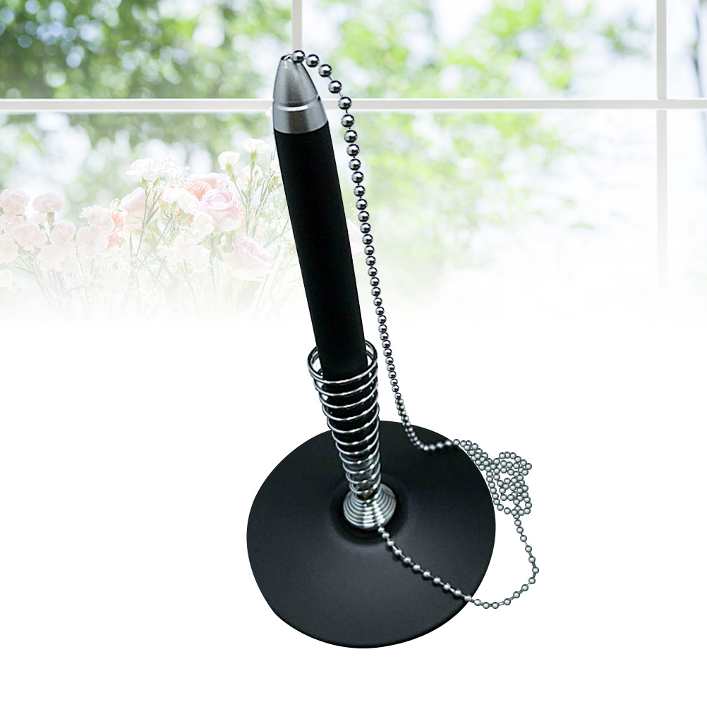 Balpenset met metalen ketting Ronde basis Premium materiaal Glad schrijven Ergonomisch Ideaal voor kantoor School Thuis Zwart