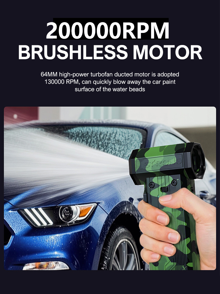 200000RPM Strong Air Blower 8000 mah Turbo Fan Blower Brushless 3 in1 Fan Wireless Car Vacunm Cleaning Dust Leaves Blowing