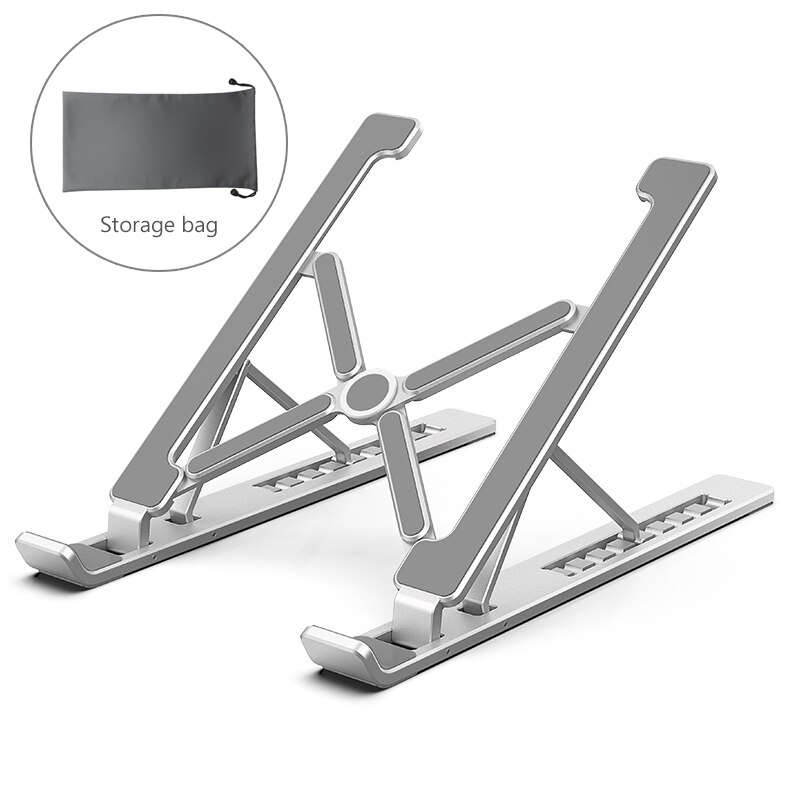 Portable 11-17inch Laptop Stand Foldable Notebook Support For Macbook pro Lapdesk Aluminum Computer Stand Cooling Pad: Silver