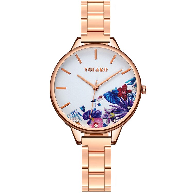 Montre Dame Printing Vrouwen Horloges Luxe Rose Gold Dames Pols Horloges Vrouwen Armband Horloge Voor Vrouwelijke Klok: white