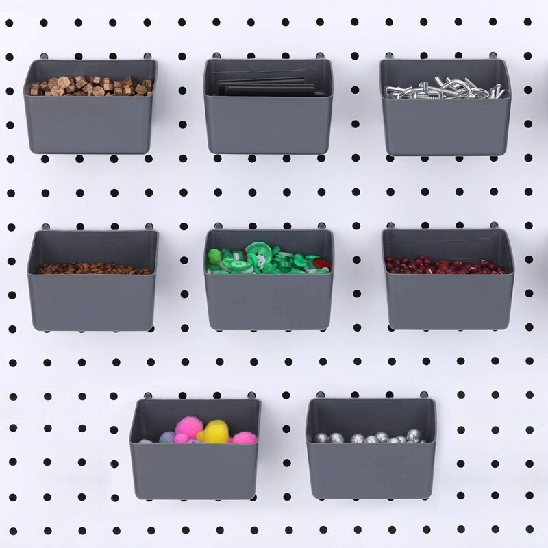 8 Pieces Pegboard Bins Kit Pegboard Parts Storage Pegboard Accessories Workbench Bins for Organizing Hardware