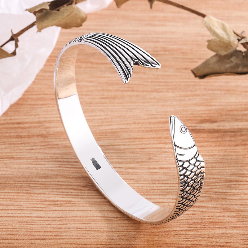 Foxanry Zilveren Kleur Armband Trend Punk Vintage Fish Bangles Party Sieraden Verjaardagscadeaus Koppels Accessoires