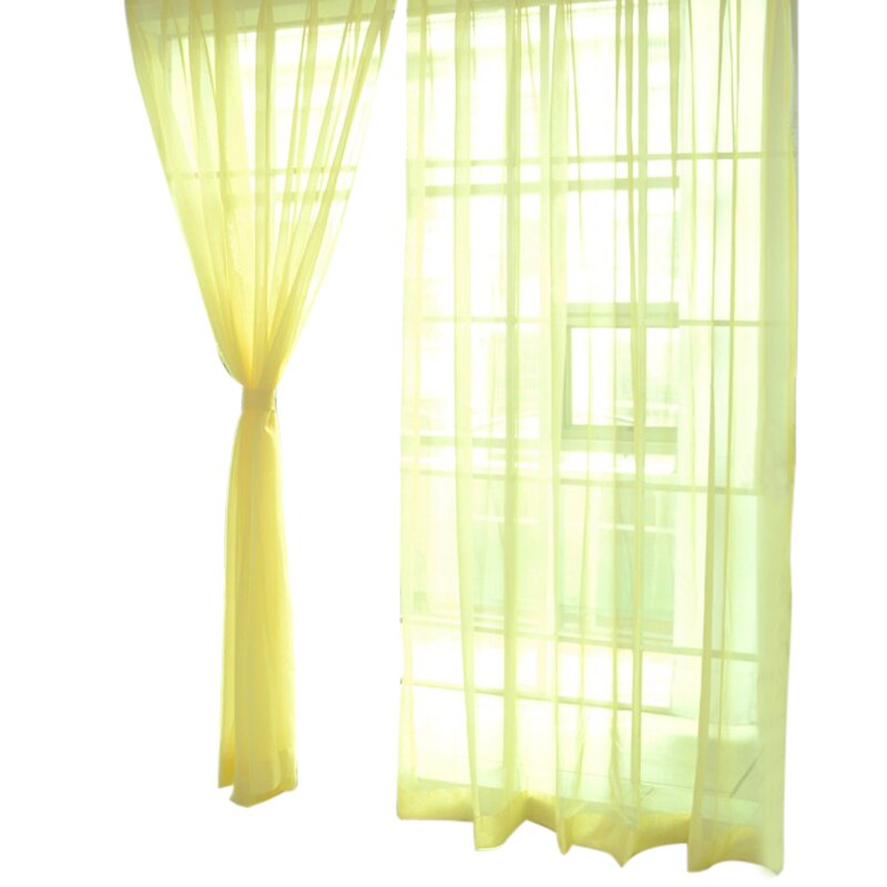 1pc ren farge bryllup glassgarn gjennomsiktig vindusskjerm ferdig gardiner hjem dekorasjon 100 x 200cm