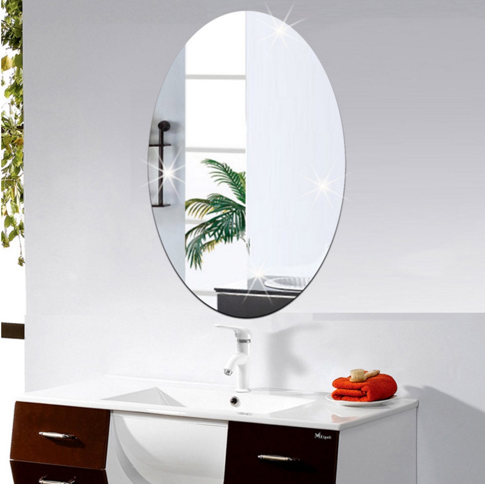 Autocollant mural miroir ovale auto-adhésif, décoration de salle, Art pour la maison, moderne