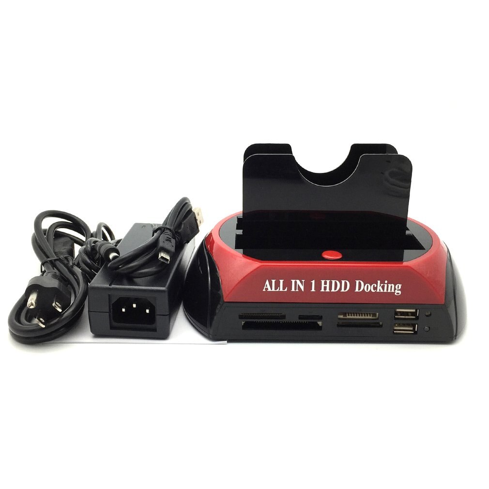 2.5/3.5-inch IDE+SATA Hard Drive Base Multi-function Hard Drive Dock Station High Speed with Card Reader LED Light HDD Base: US plug