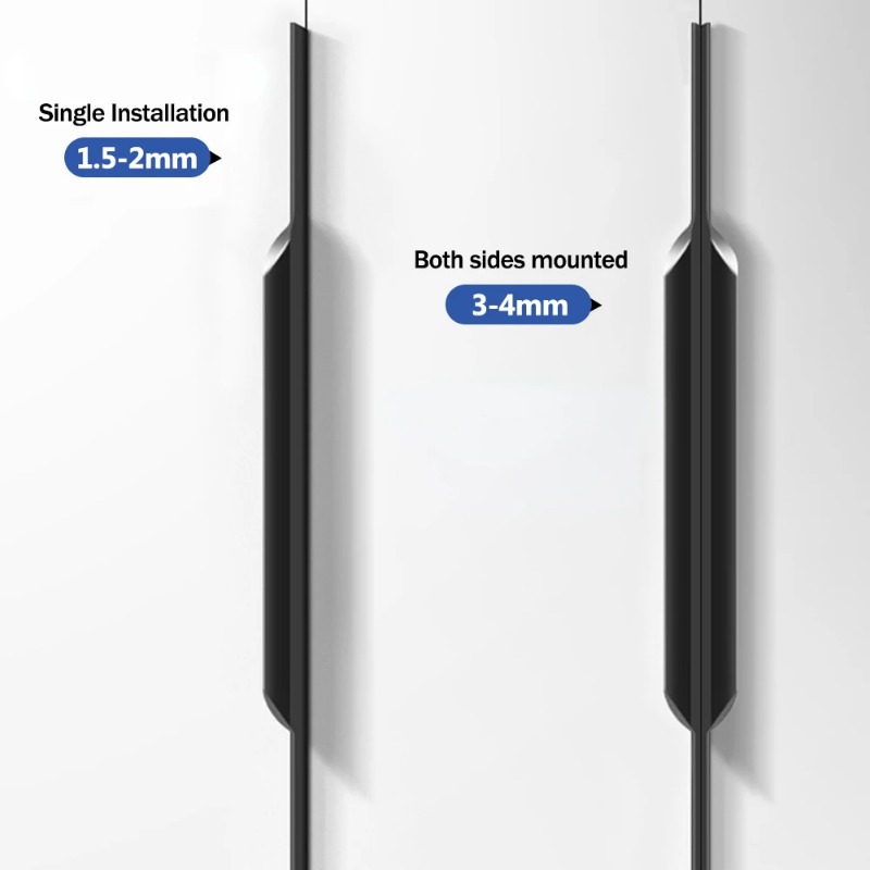 Invisible Long Handle Aluminum Alloy Kitchen Cabinet Handles Black Cupboard Wardrobe Door Handle Hidden Handles for Furniture