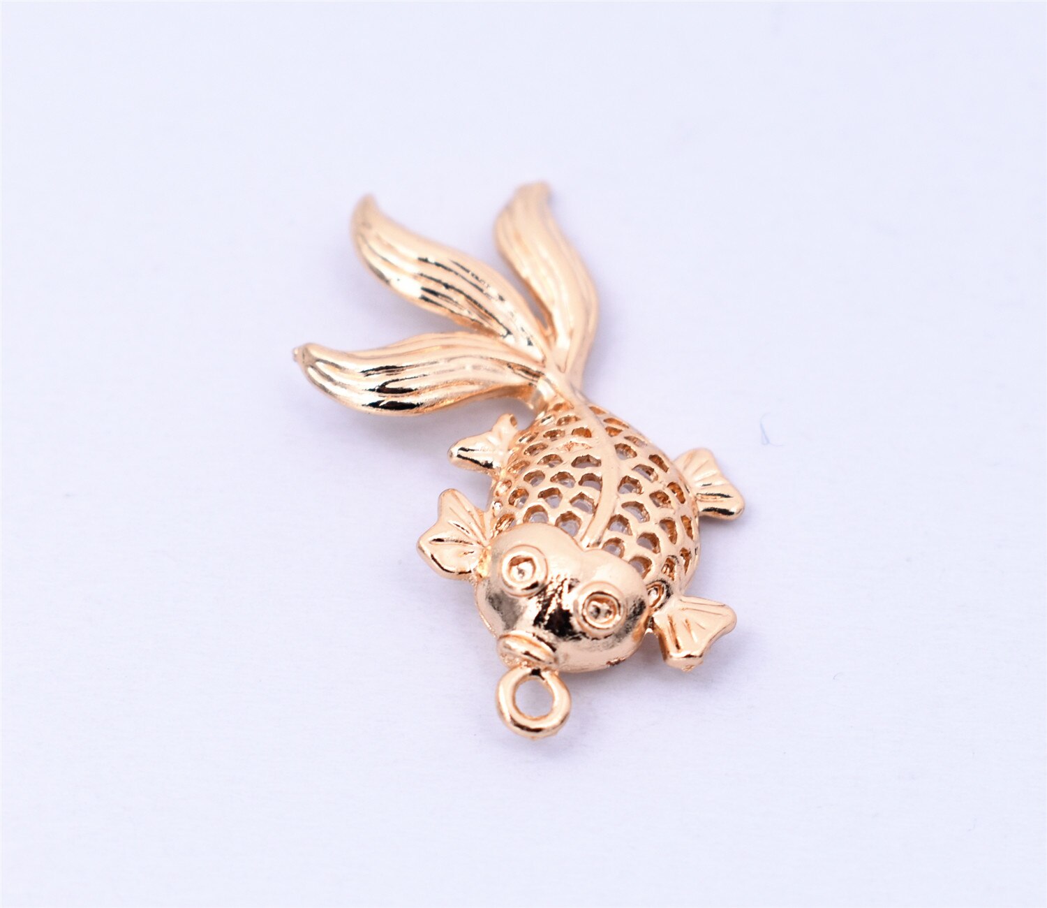 10 Stks/partij 33X18 Mm 4 Kleuren Plated Koper Materiaal Hollow Goldfish Bedels Hanger Diy Handgemaakte Sieraden Accessoires: KC-Gold