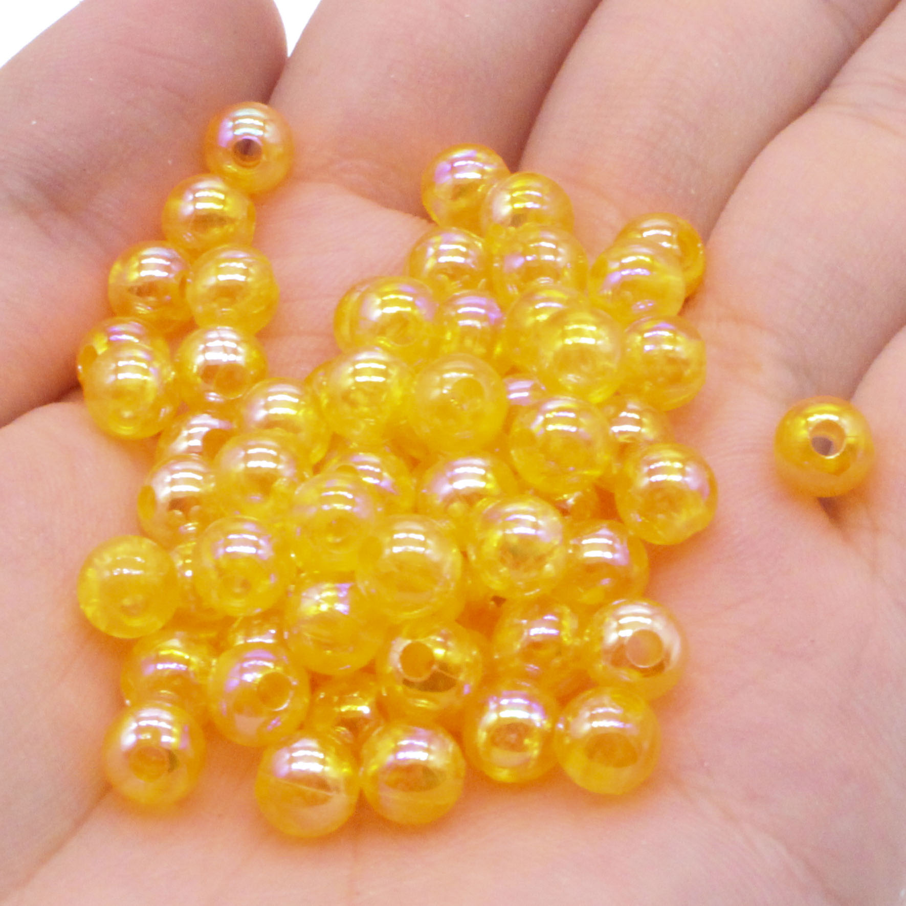 CHONGAI 6mm Light Purp Transparent AB Acrylic Round Ball Spacer Beads For Jewelry Making DIY Jewelry Accessories For Handicrafts: Orange