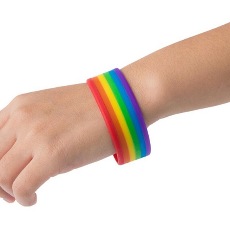 Moda quente silicone arco-íris orgulho pulseira de borracha pulseira para mulheres masculino mutilayered gay lésbica pulseira de jóias presente