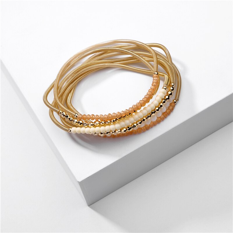 Zfyin 6 Stuks/partij Gelaagdheid Stapelbaar Kralen Streng Armband Set Voor Vrouwen: Yellow