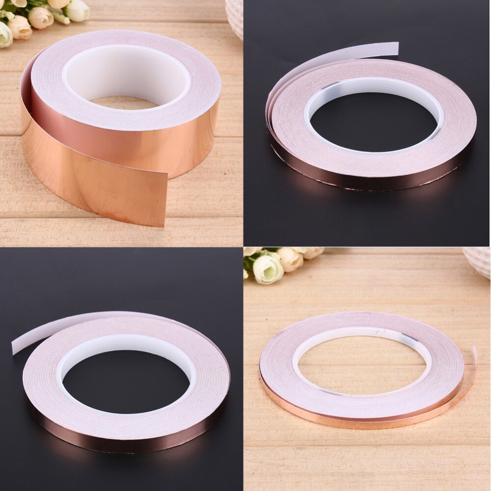 30 meters Enkelzijdig Geleidende Koperfolie Tape Strip Adhesive EMI Afscherming Warmte Weerstaan Tape 5mm 6mm 8mm 10mm