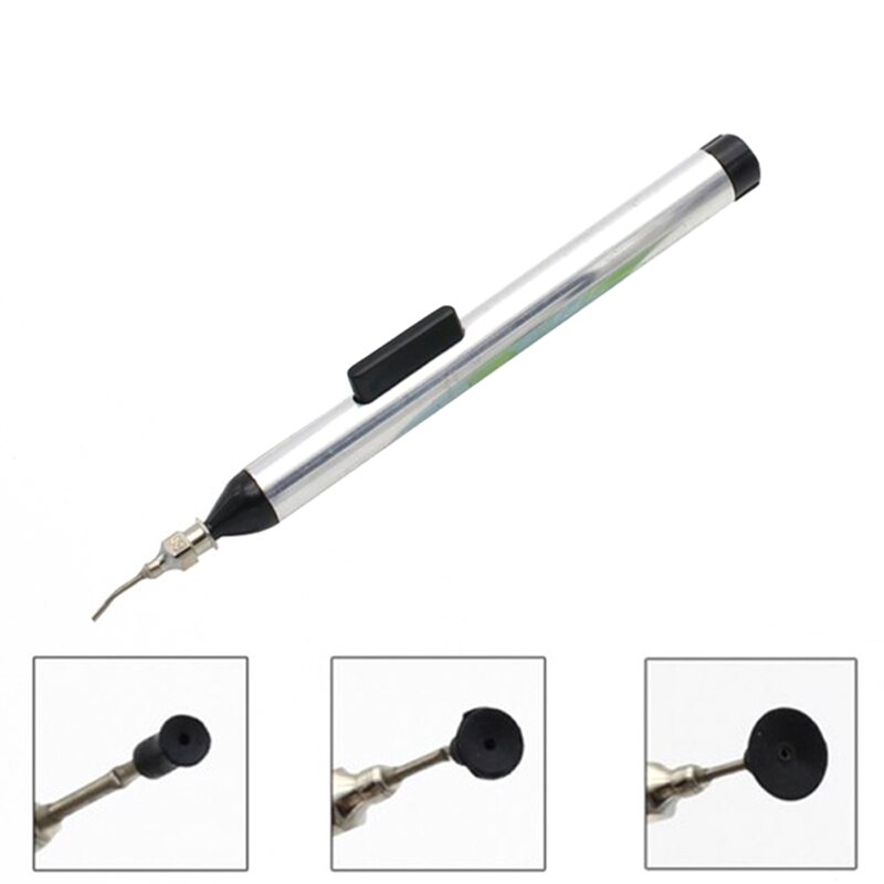 Metal Vacuum Sucking Pen IC SMD Sucker Pick Up Hand + 3 Suction Headers Tool