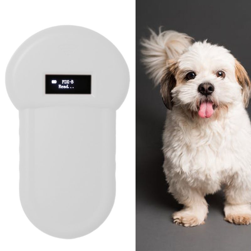 Lector portátil de chips para mascotas, escáner de reconocimiento de Microchip de animales para transponedores de gatos y perros, funda acolchada