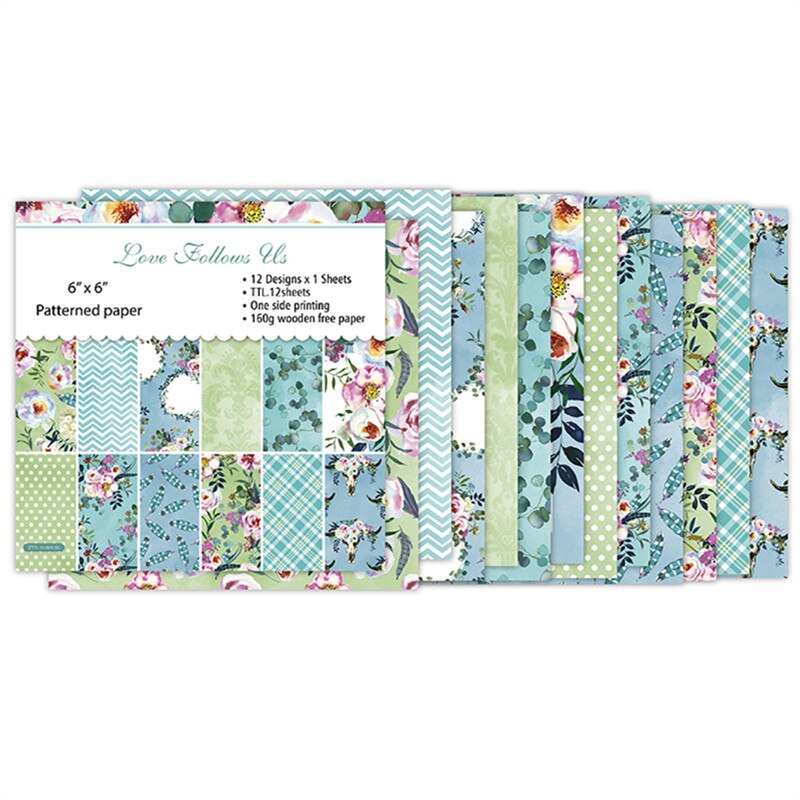 12pc love flower patterned paper Scrapbooking paper pack handmade craft paper craft Background pad