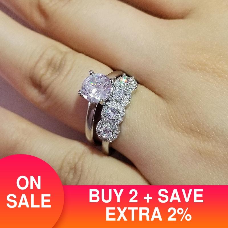 arrivals 925 sterling silver jewelry sterling silver engagement and wedding band set couple rings R5501