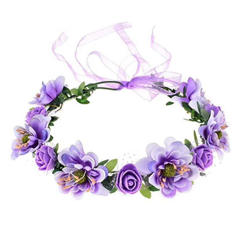 Diadema de flores rosa hecha a mano para niña y mujer, guirnalda Floral, banda para el pelo, corona, decoración ajustable, tocado de boda
