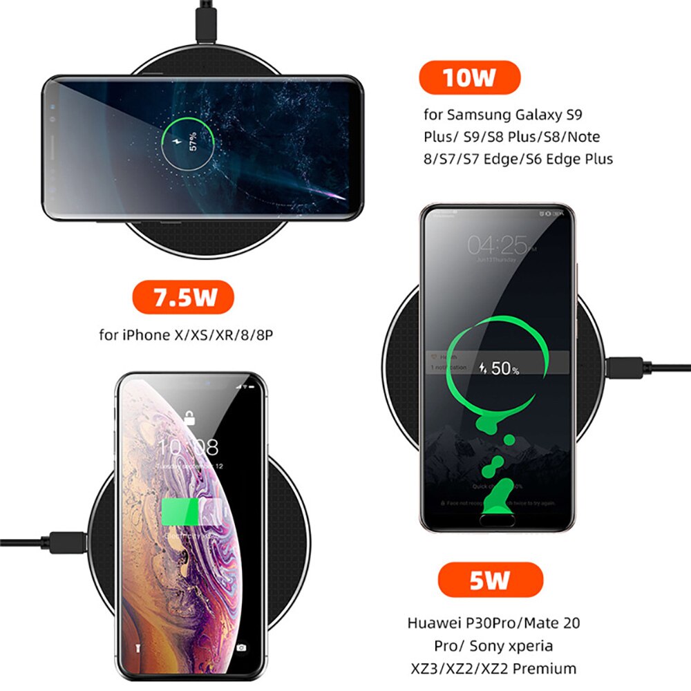 Xedain 10W Draadloze Quick Charger Voor Samsung Galaxy S10 S9 S8 Note 10 Usb Qi Lader Voor Iphone 11 12 Pro Xs Max Xr X 8 Plus