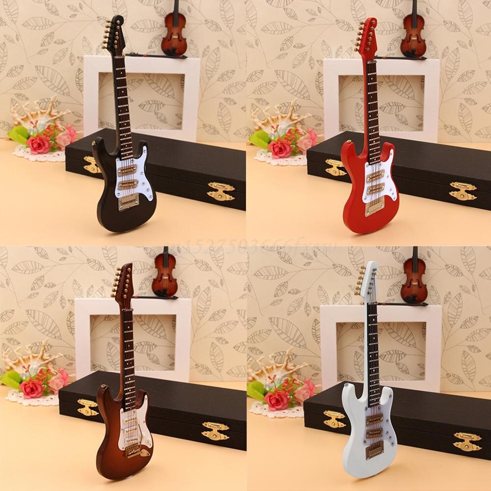 10 Cm Miniatuur Elektrische Gitaar Replica Met Doos Stand Muziekinstrument Model