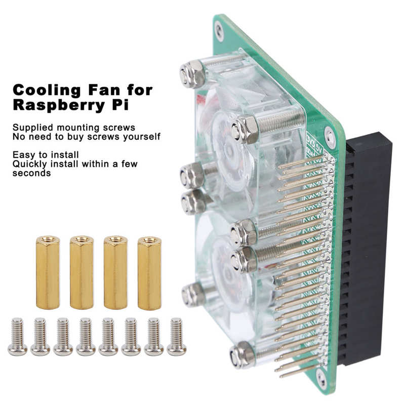 Dual Cooling Fan Transparent Heatsink Cooler Radiator for Raspberry Pi 3A+ 3B 3B+ 4B DC5V CPU Cooling Fan Parts