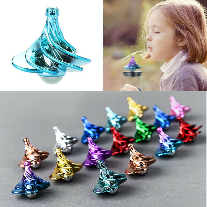 Wind Blowing Spinning Top Pneumatic Gyro Decompression Toy Gyro Colorful Wind Blow Turn Airflow Gyro Decompression Toys
