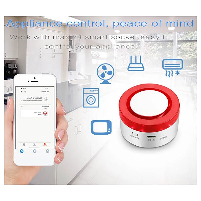 V18 Tuya ligent Gateway + sirène 2 en 1 WiFi système d'alarme antivol