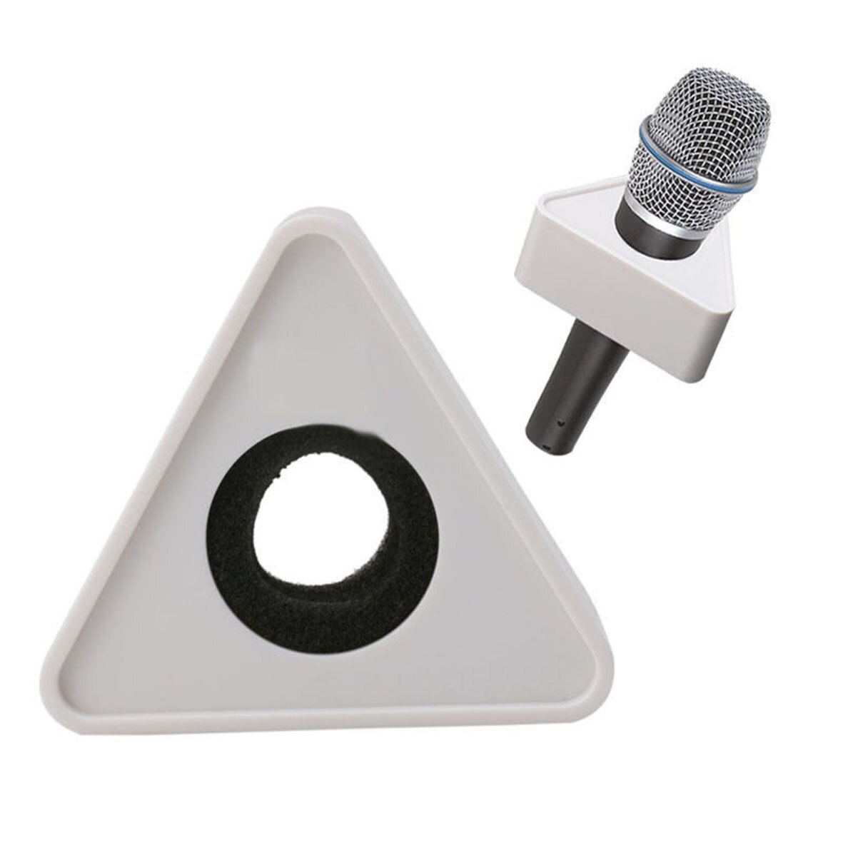 QHRICE ABS materiaal driehoek interview mark microfoon sticker zwart witte doos driehoek Driehoekig Station Logo Vlag Station DIY: WHITE