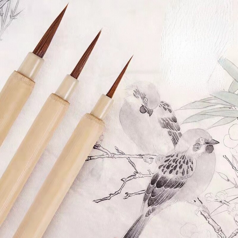 Pincel de dibujo de línea de pintura de acuarela, pluma de pincel de caligrafía, tinta china, pintura al óleo, paisaje, pelo de comadreja, pluma de línea fina