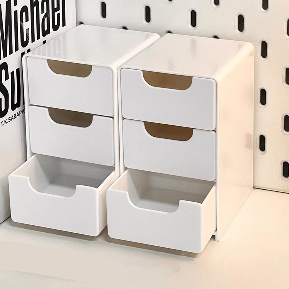 3-Layer Luxury Octagonal Drawer Storage Box | Portable White Plastic Desktop Storage Box for Office Supplies | Stackable Cosmetic Storage Boxes and Jewelry Boxes | Multifunctional Handmade Storage Rack and Dressing Table Storage Box | Home Office Aesthetic Space-Saving Organization Tool
