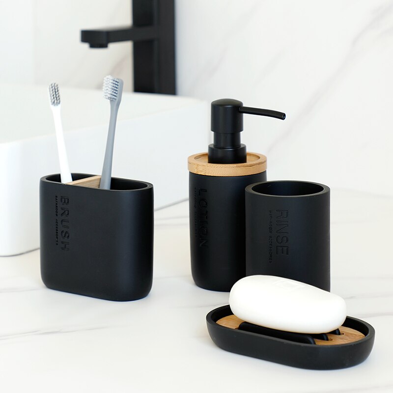 Ensemble d'accessoires de salle de bain 4 pièces, outils de lavage, porte-brosses à dents, porte-dentifrice, boîte distributrice de savon liquide, bouteille à pompe, ensemble de lavage